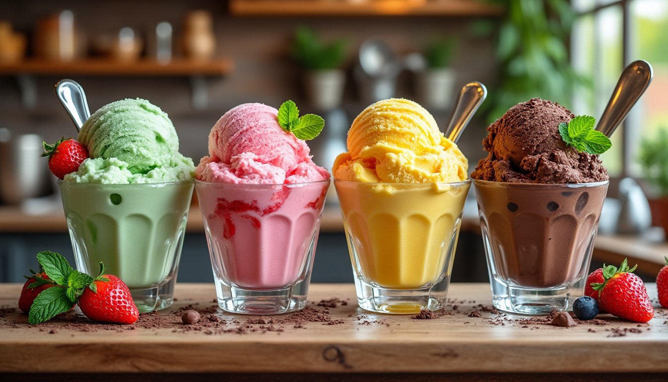 découvrez nos délicieuses glaces italiennes, onctueuses et parfumées, préparées avec des ingrédients authentiques pour une expérience gourmande et rafraîchissante. parfait pour tous les amateurs de douceur !