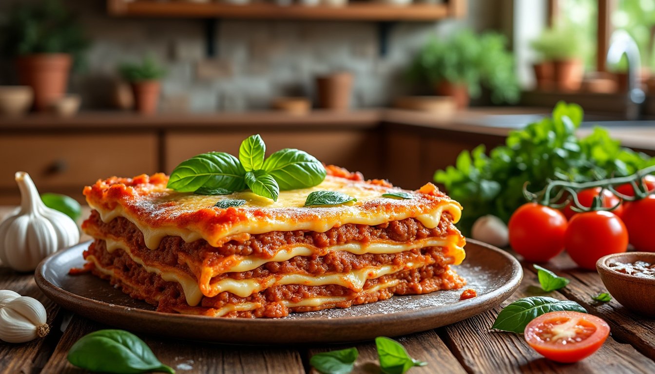 découvrez la recette authentique de lasagne italienne : des couches de pâtes fraîches, une sauce bolognaise savoureuse et un délicieux gratin de fromage. facile à préparer pour un repas familial réconfortant !